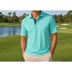 Scales XL Teal  Polo Shirt Mens  Performance Golf Stretch Short Sleeve Tropical